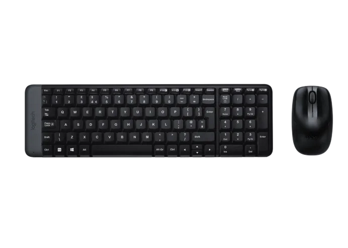 Wireless Keyboard & Mouse Logitech MK220, Compact, Quiet typing, FN key, 2xAAA/2xAA, Black