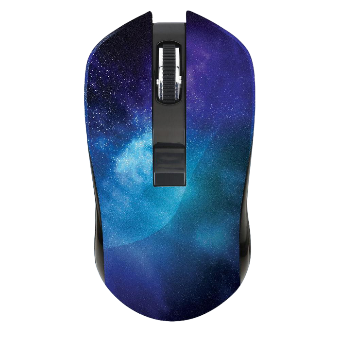 Wireless Mouse Qumo Universe, Optical, 800-1600 dpi, 4 buttons, Ambidextrous, 1xAA, Black/Blue, USB