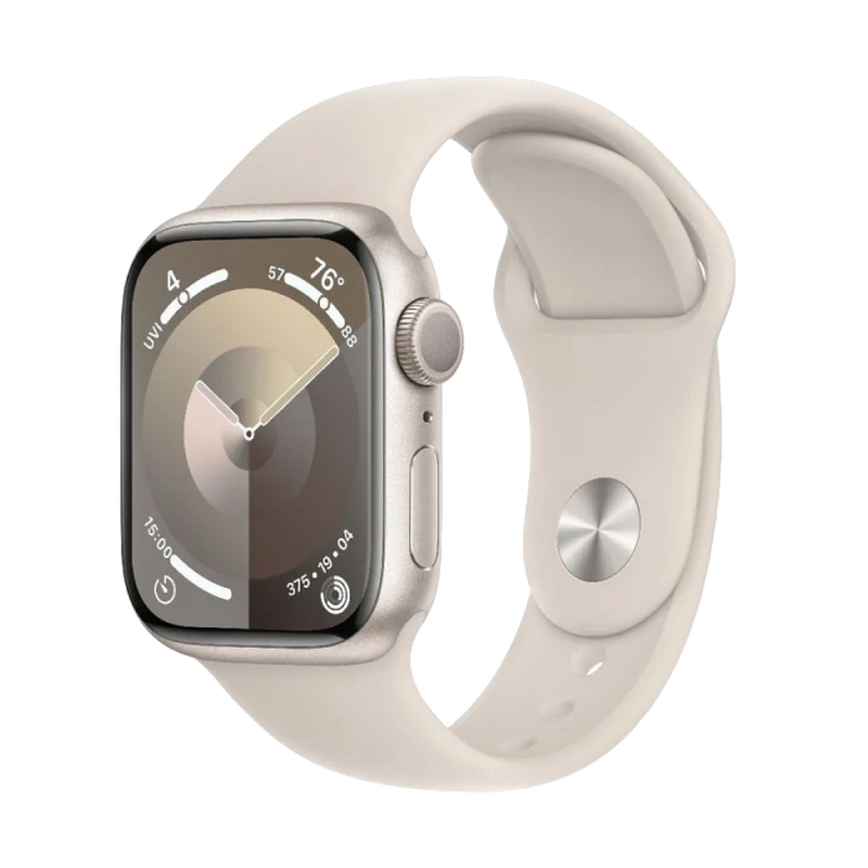 Apple Watch Series 9 GPS, 41mm Starlight Aluminium Case with Starlight Sport Band - S/M,MR8T3