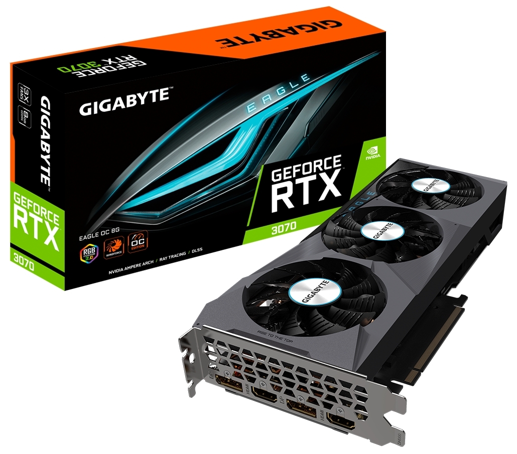 Видеокарта Gigabyte GV-N3070EAGLE OC-8GD,  8GB 256-bit GDDR6X