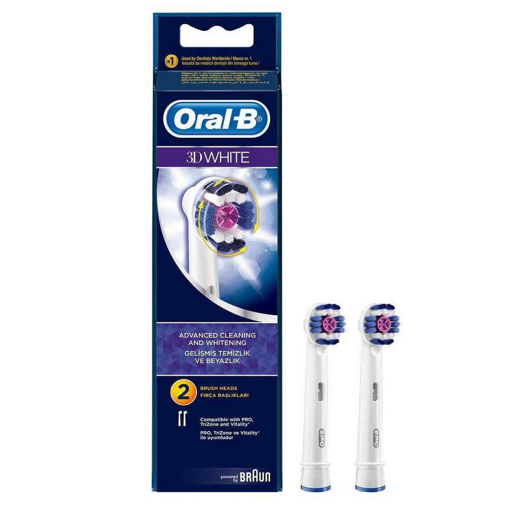 Acc Electric Toothbrush Braun 3D WHITE 2 PCS