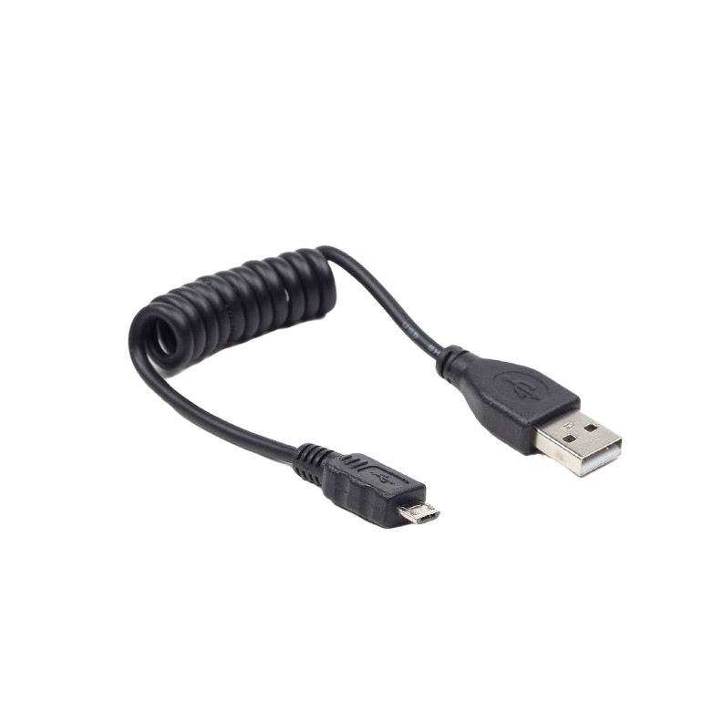 Cable Micro USB2.0,  Micro B - AM, 0.6 m,  Cablexpert, Coiled, CC-mUSB2C-AMBM-0.6M