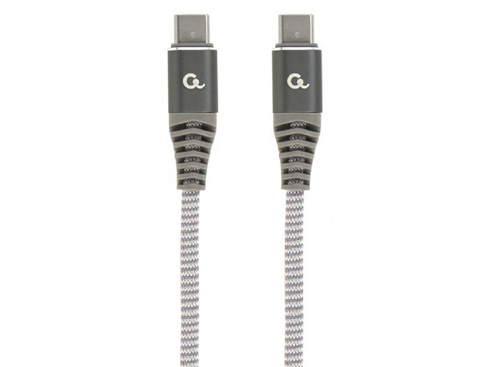 Blister Type-C/Type-C, CM/CM,  1.5 m,  60W charging power,Cablexpert Cotton Braided Spacegrey/White