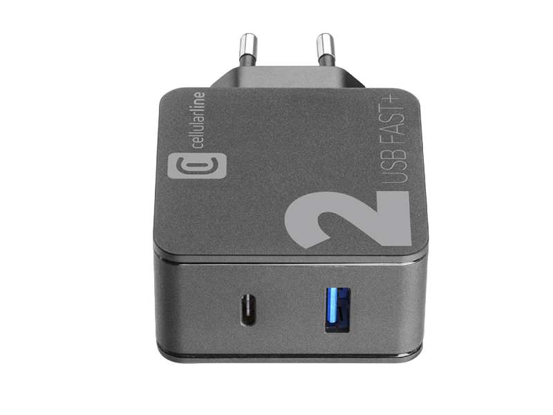 Wall Charger Cellularline, 2port, QC3.0 + PD, 36W, Black