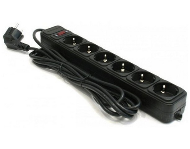 Surge Protector 6 Sockets,  1.8m, Ultra Power, black, UP6-B-6PPB