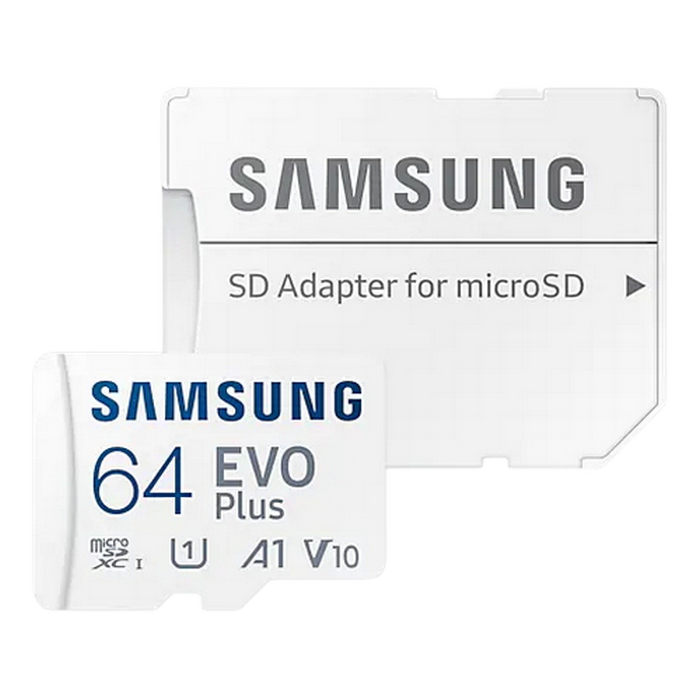 .64GB MicroSD (Class 10). UHS-I (U1)+SD adapter, Samsung EVO Plus "MB-MC64KA" (R:130MB/s)