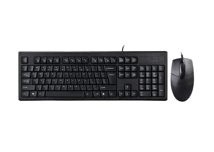 Keyboard & Mouse A4Tech KR-8372, Laser Engraving, Splash Proof, 1000 dpi, 3 buttons,Black, USB