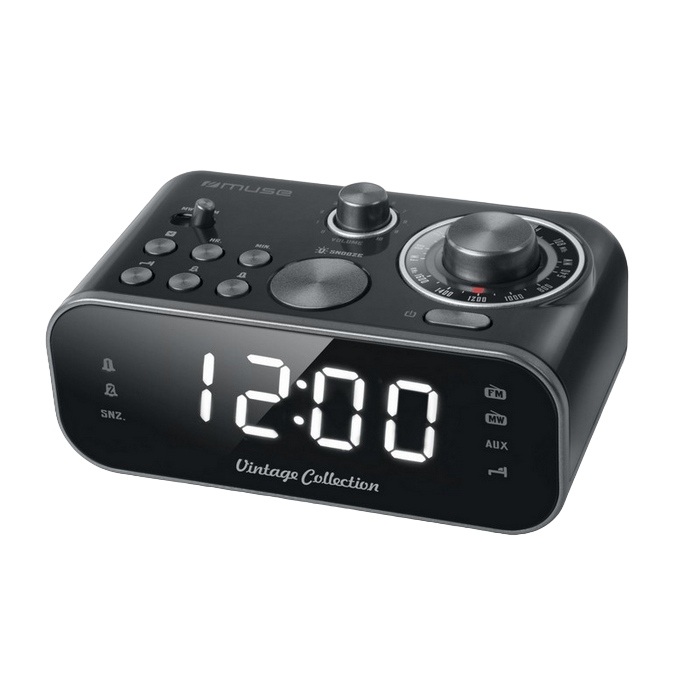 MUSE M-18 CRB, Tuner FM, Clocks, Black