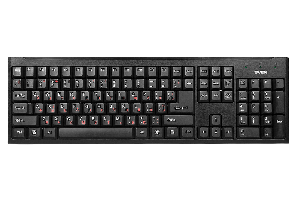 Keyboard SVEN Standard 303, Traditional layout, Volume control, Low noise, Black, USB