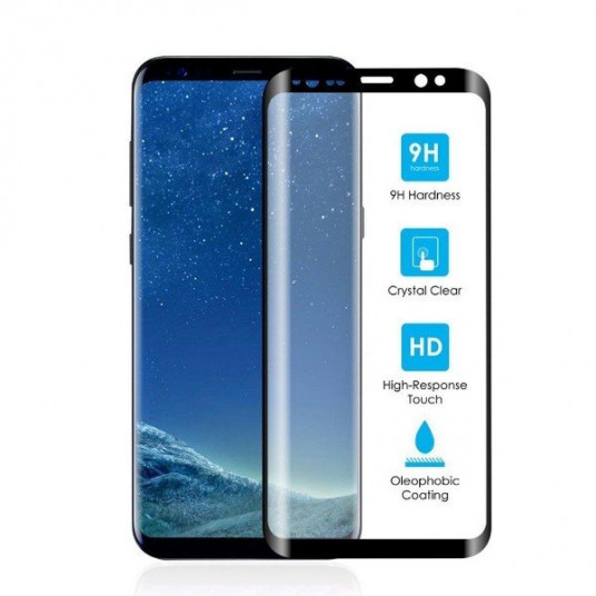 Cellular Tempered Glass for Sam. Gal. S9+, curved, Black