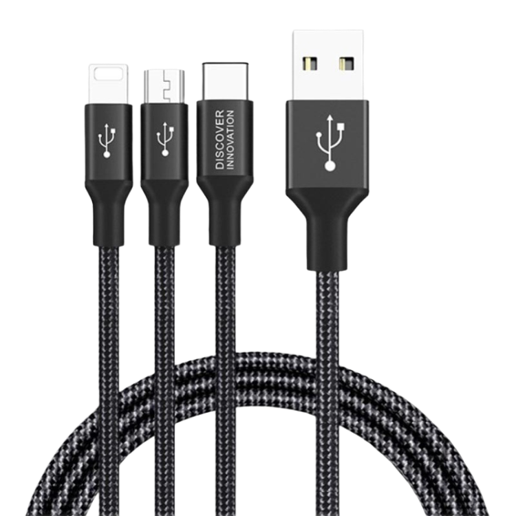 Кабель для зарядки и синхронизации Nillkin Swift, Micro-USB/Type-C/Lightning, USB Type-A/Micro USB, Type-C, Lighting, 1,5м, Чёрный