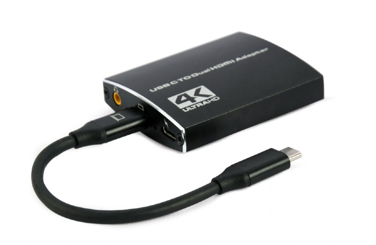 Adapter  Type-C to 2*HDMI socket 0.15m Cablexpert, up to 4K at 30 Hz  A-CM-HDMIF2-01