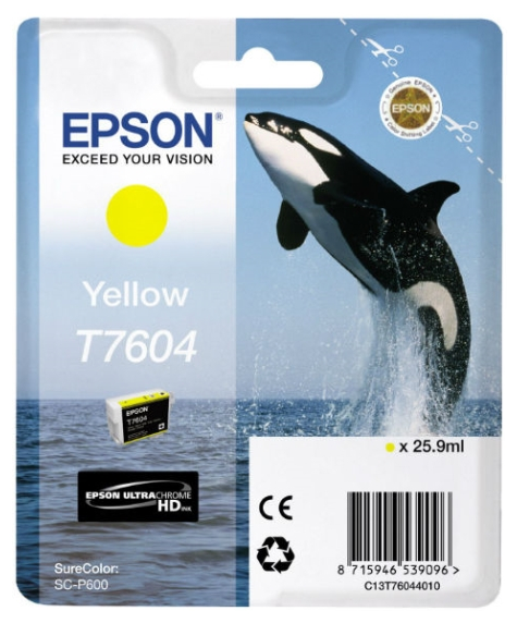 Картридж чернильный Epson T760, 26мл, Желтый