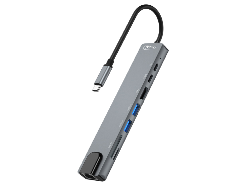 XO HUB003 USB-C adapter 8-in-1 (HDMMI+USB2*2+PD Cgarger+PD reader+card reader)