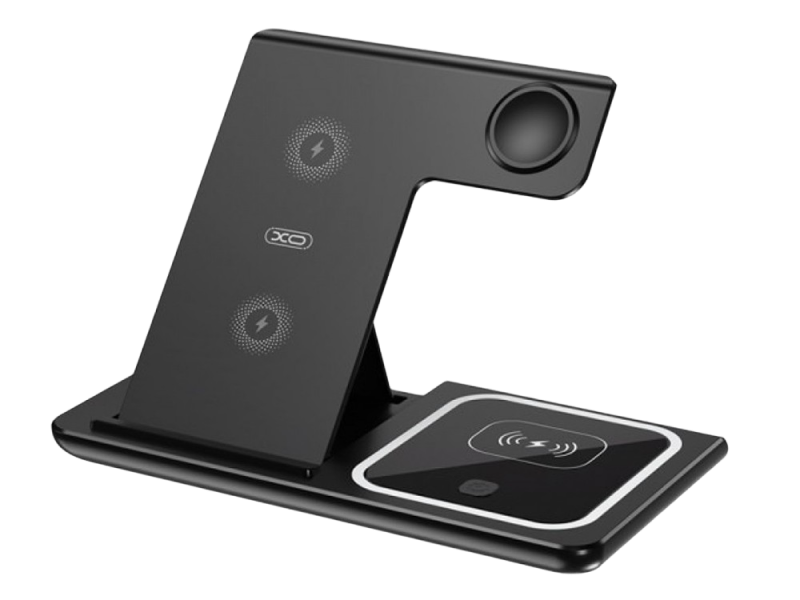 Wireless Charger XO, 3in1, WX023, Black (apple supporting)