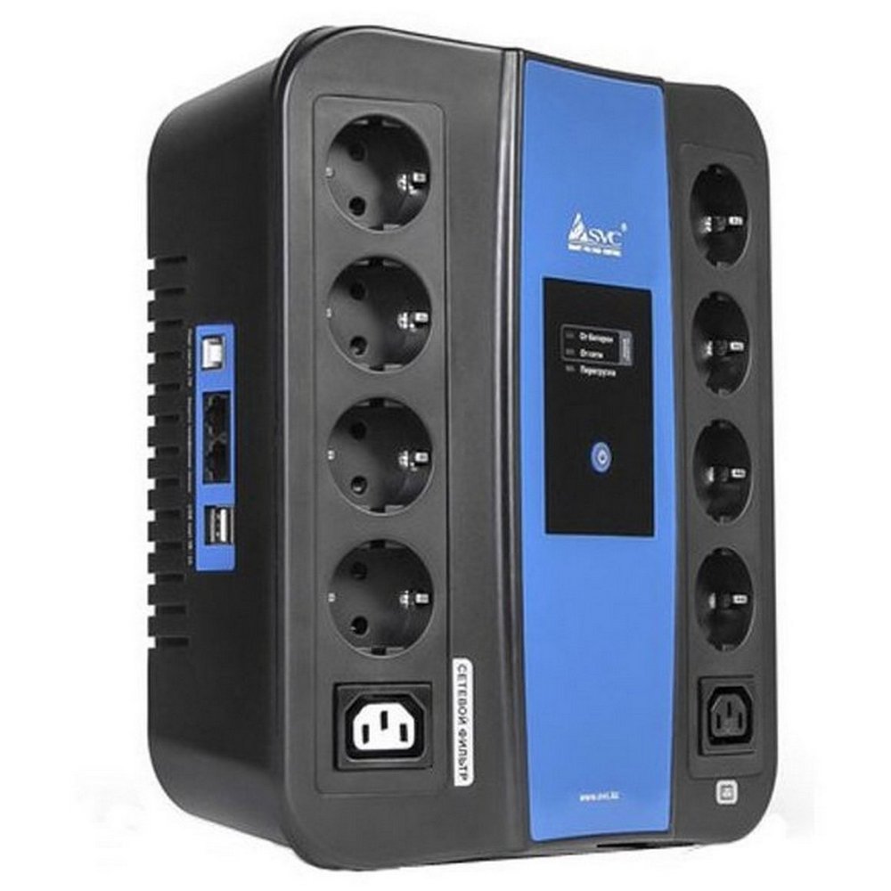 UPS  Ultra Power 1000VA/600W, (3 steps of AVR, CPU controlled), USB, 8 Schuko, 2 IEC, plastic case