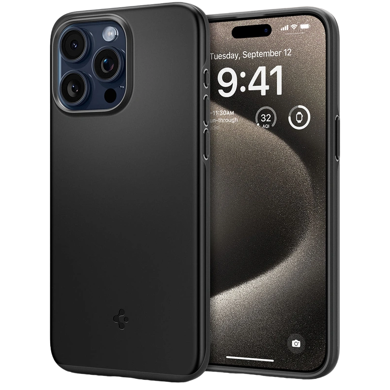 Spigen iPhone 15 Pro Max, Thin Fit, Black