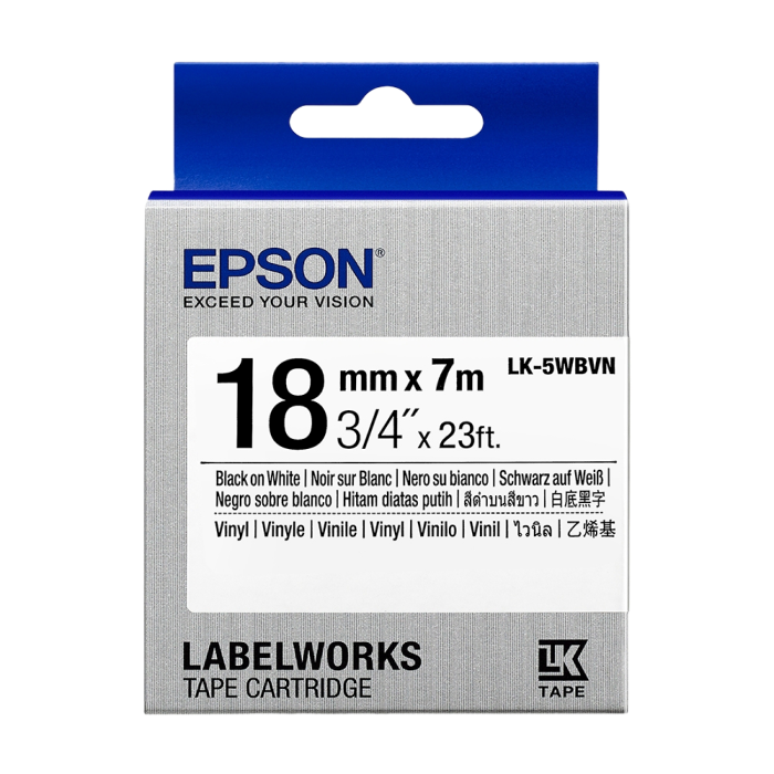 Cumpara  Cartușe de panglică pentru imprimarea autocolantelor - Tape Cartridge EPSON LK-5WBVN; 18mm/7m Vinyl,..