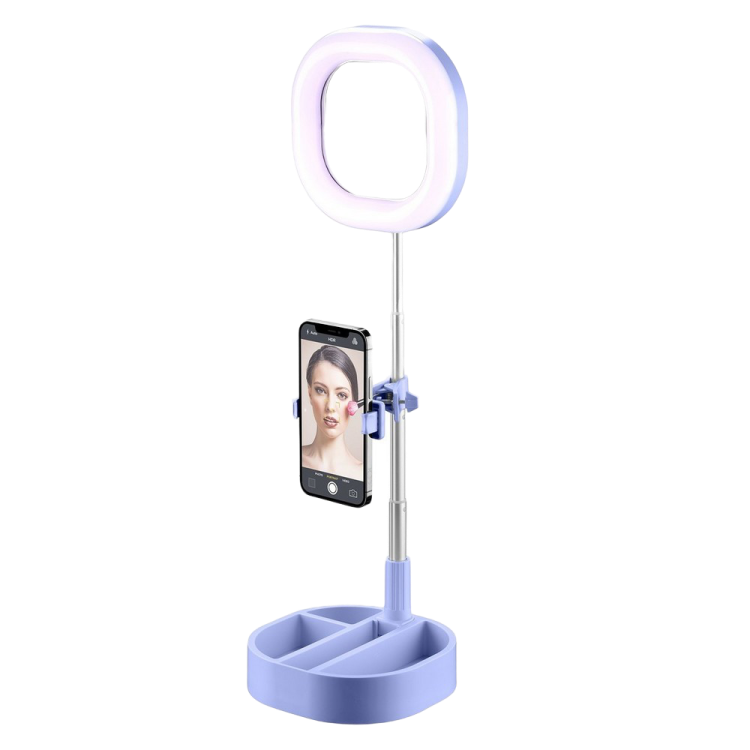 Selfie Ring with Mirror Cellular, Light Blue..