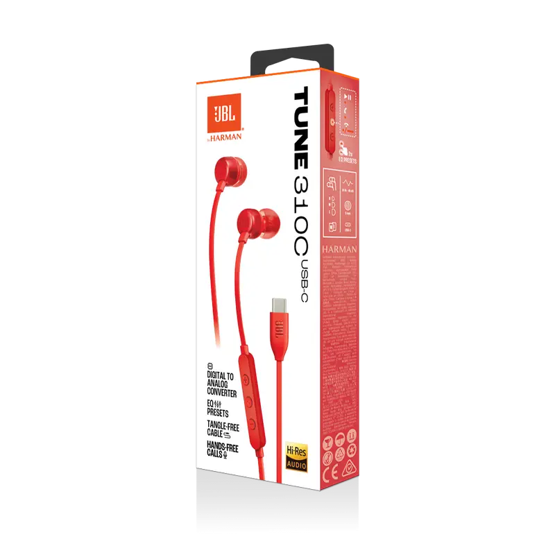 Căști JBL Tune 310C, Roșu