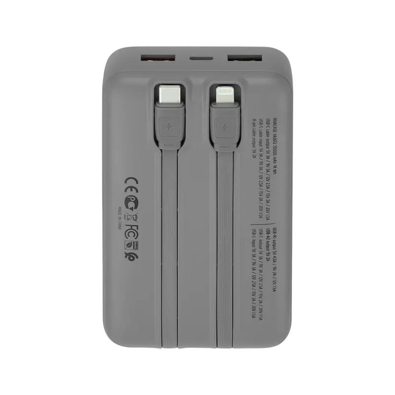 Încărcător portabil Rivacase VA2612, 20000mAh, Argintiu