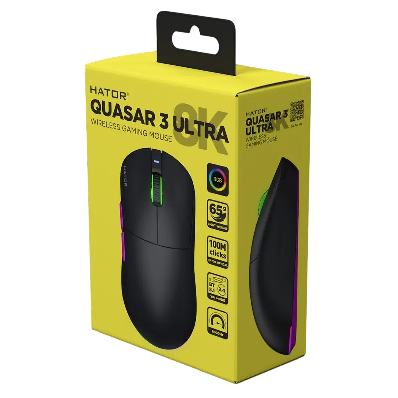 Gaming Mouse HATOR Quasar 3 Ultra 8K, Negru