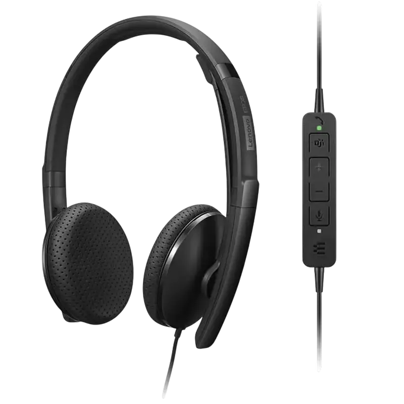 Căști Lenovo VoIP Teams Wired, Negru