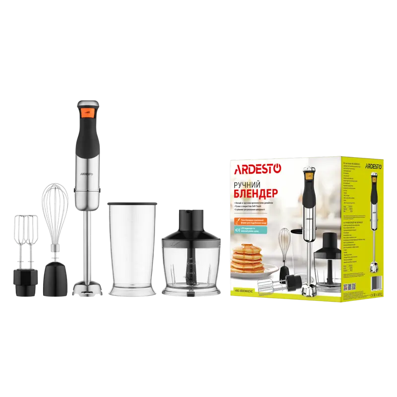 Blender de mână Ardesto HBG-800DWHCHC, Negru | Argintiu