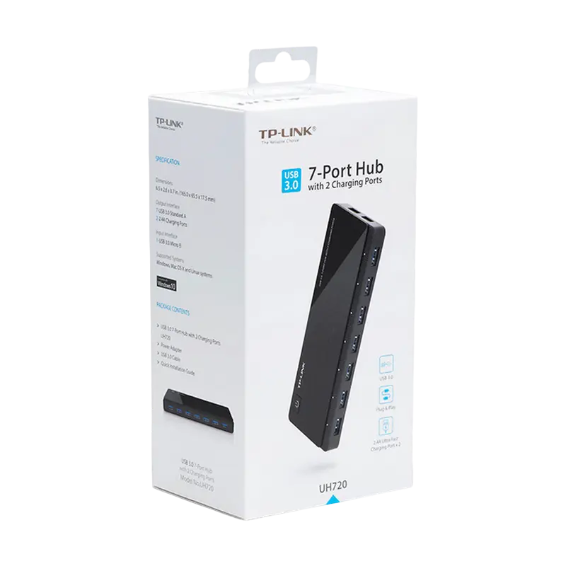 USB-концентратор TP-LINK UH720 RF, Чёрный