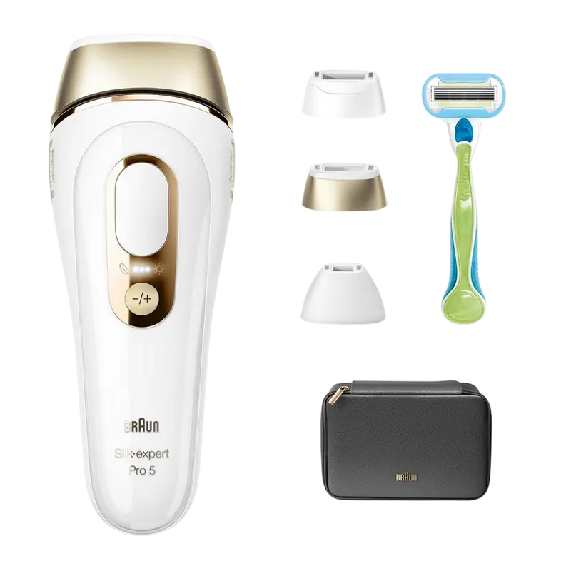Epilator cu fotoluminiscență Braun Silk-expert Pro 5 PL5242, Alb | Auriu