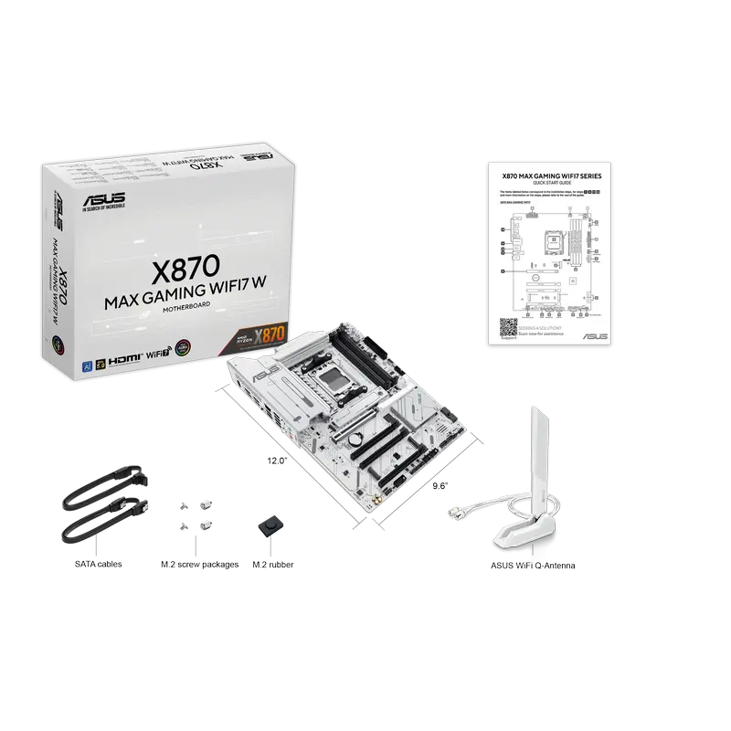 Placă de bază ASUS X870 MAX GAMING WIFI7 W, AM5, AMD X870, ATX
