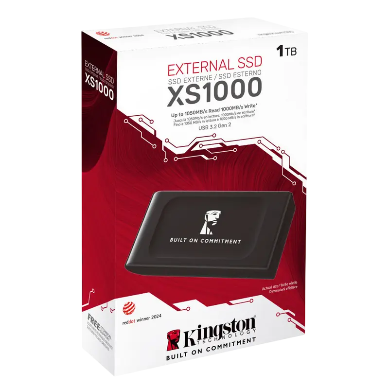 SSD portabil extern Kingston XS1000 BoC, 1 TB, Negru (SXS1000/1000GA)