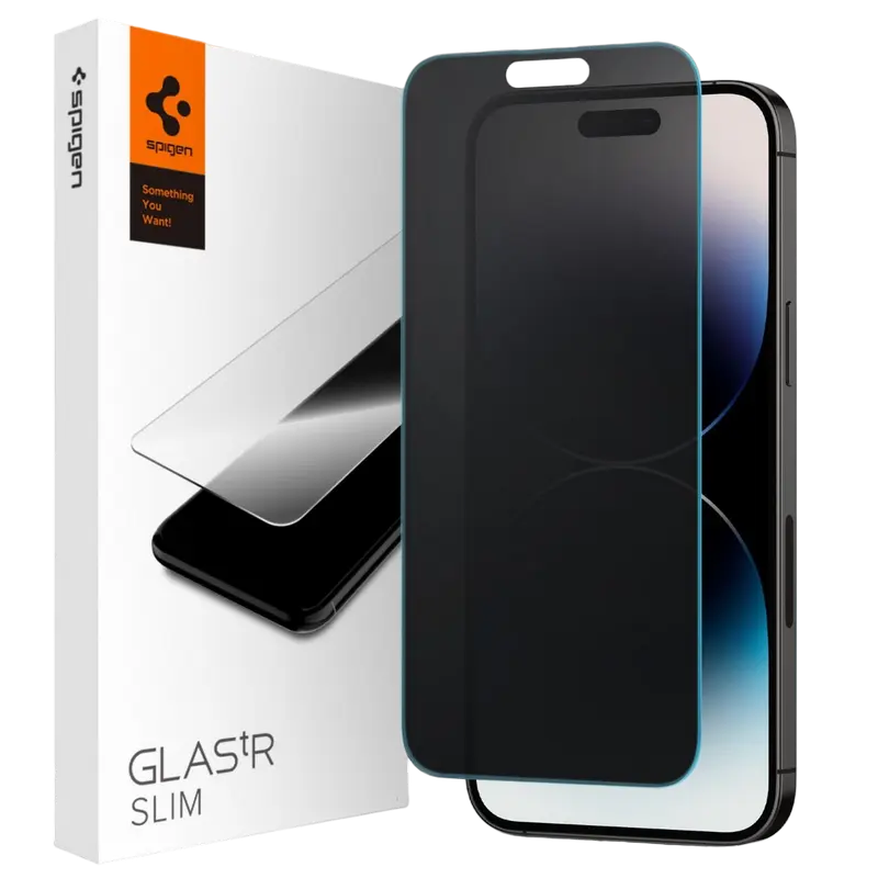 Sticlă de protecție Spigen iPhone 14 Pro Max, Glass Slim Privacy, Negru