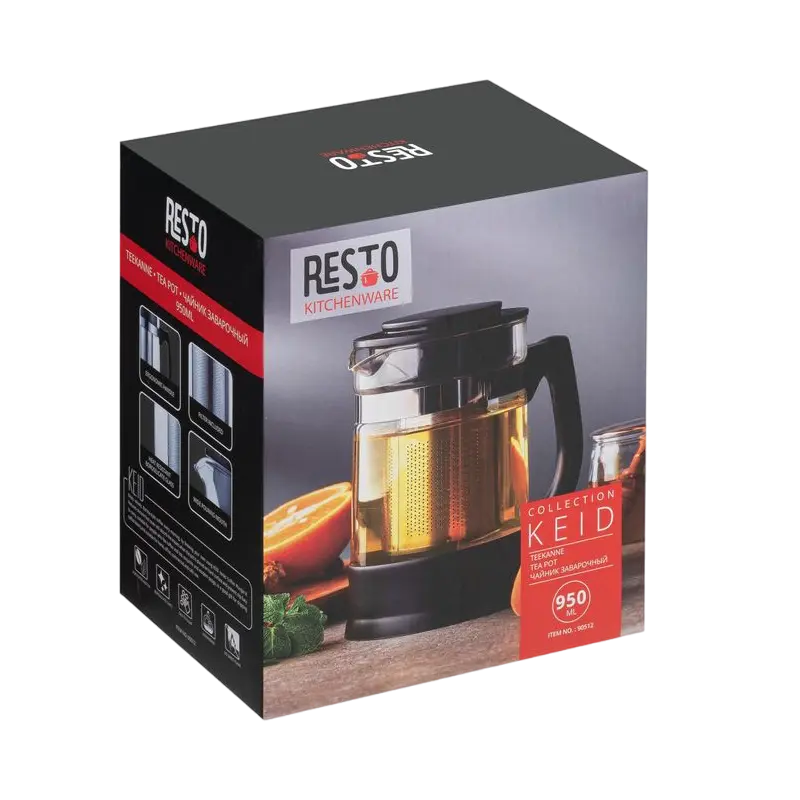 Ceainic cu infuzor RESTO 90512, 0,95L, Negru