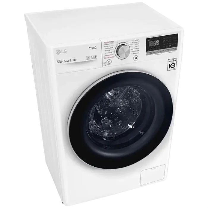 Mașină de spălat-uscător LG F2DV5S7S1E, 7 kg, Alb