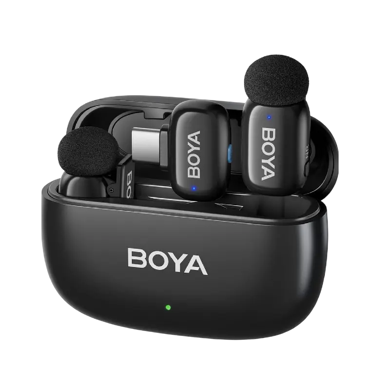 Microfon portabil pentru înregistrare vocală Boya Mini-14, Fără fir, Negru