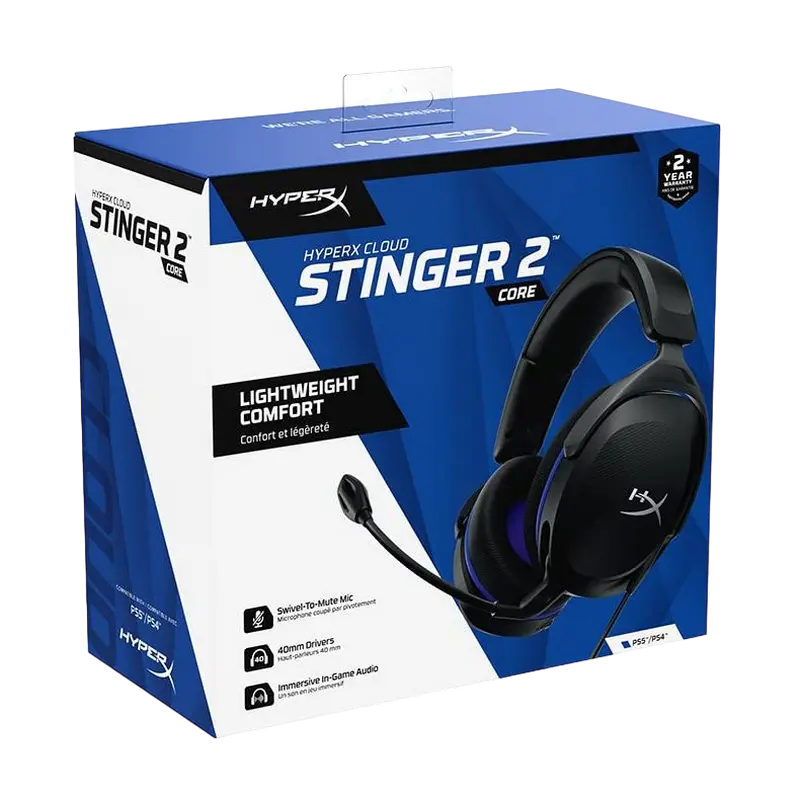 Игровые наушники / гарнитура HyperX Cloud Stinger 2 Core, Проводной аналоговый, Чёрный