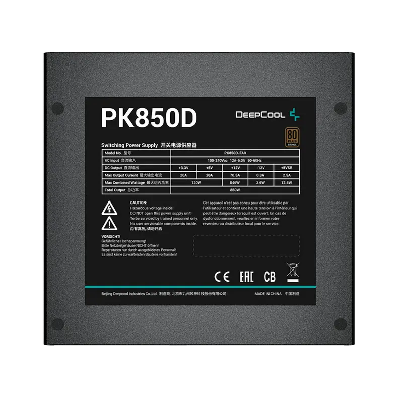 Sursă Alimentare PC Deepcool PK850D, 850W, ATX, Nemodular