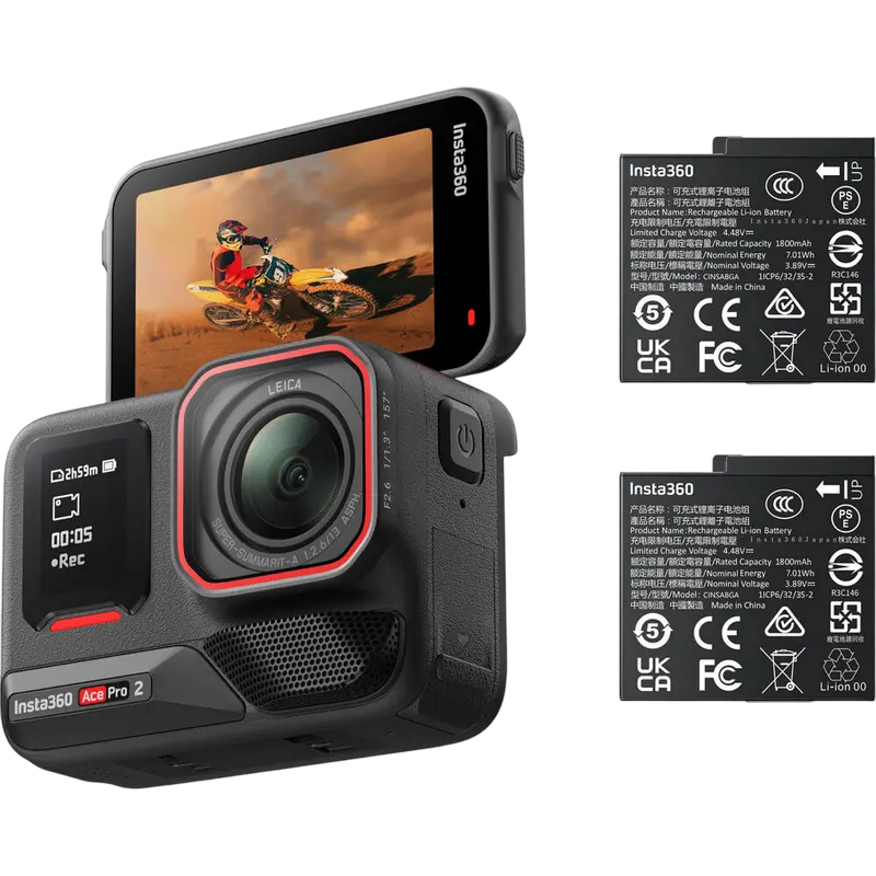 Cameră Video Sport Insta360 Ace Pro 2 Dual Battery, Negru