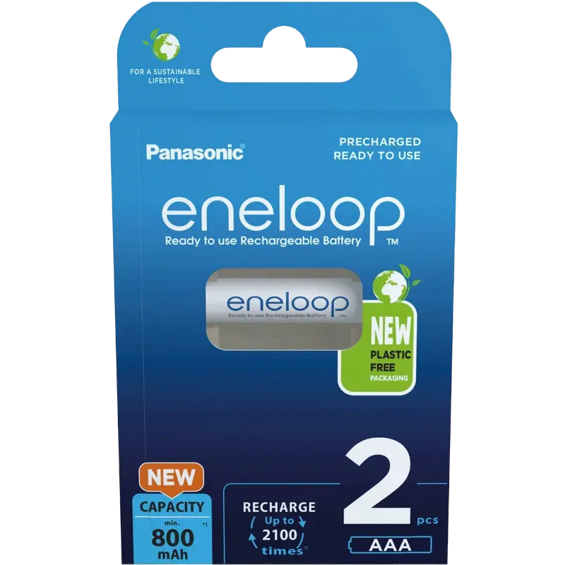 Acumulatori Panasonic BK-4MCDE/2CP, AAA, 800mAh, 2buc.