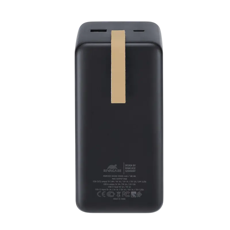 Încărcător portabil Rivacase VA1084, 40000mAh, Negru