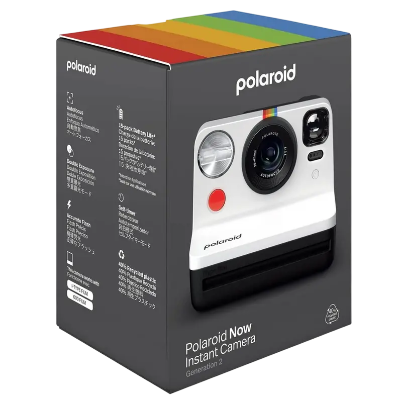 Cameră Foto Polaroid Now Gen 2, Negru | Alb