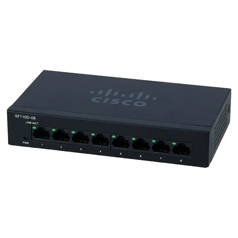 Switch de rețea Cisco SF110D-08, 8x 10/100 Mbps