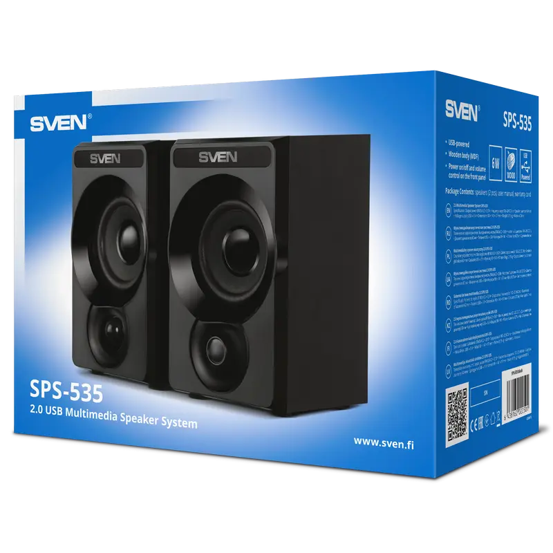 Boxă portabilă 2.0 CH SVEN SPS-535, Negru