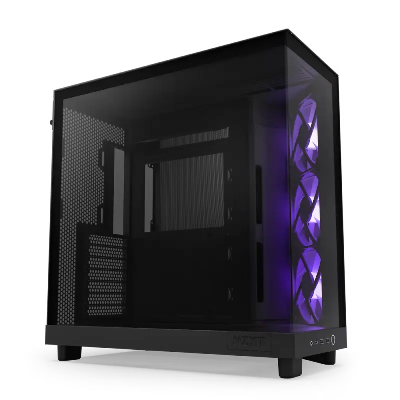 Carcasă PC NZXT H6 Flow RGB, Midi-Tower, Fără PSU, Negru