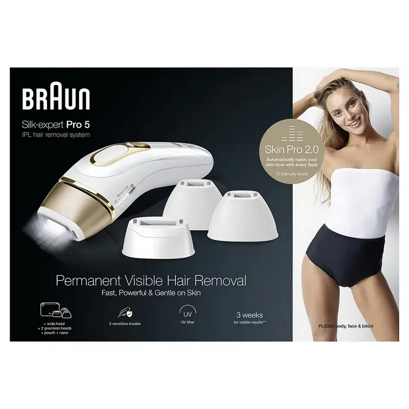 Fotoepilator Braun Silk-expert Pro 5 PL5382, Alb | Auriu
