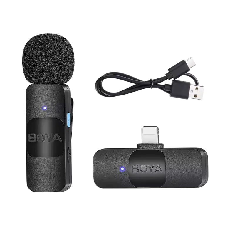 Microfon portabil pentru înregistrare vocală Boya BY-V1, Fără fir, Negru