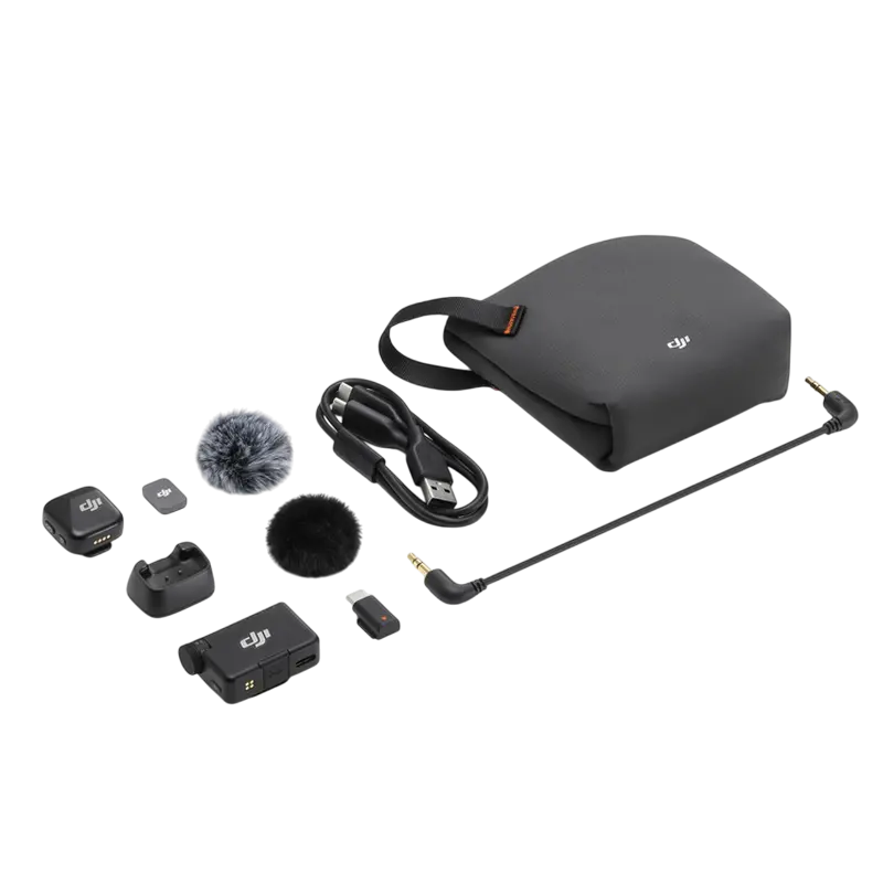 Microfon portabil pentru înregistrare vocală DJI Mic Mini (1 TX + 1 RX), Fără fir, Negru