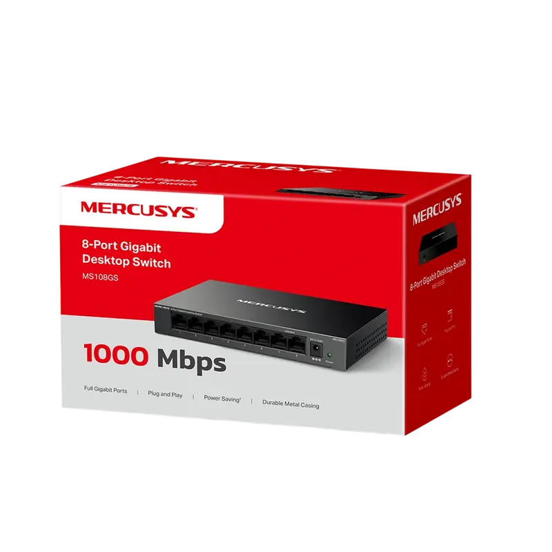 Сетевой коммутатор MERCUSYS MS108GS, 8x 10/100/1000 Мбит/с