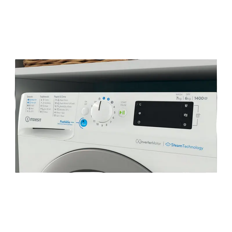 Mașină de spălat cu uscător Indesit BDE 76435 WSV EE, 7kg, Alb